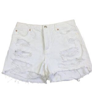 We the Free Button Fly Distressed White Shorts 29